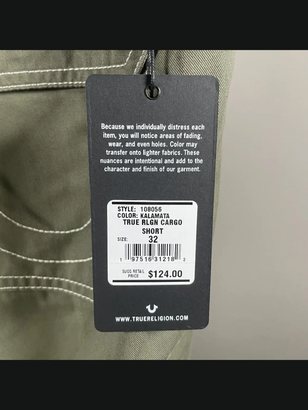 NEW True Religion Shorts Mens 32 green cargo designer summer casual street